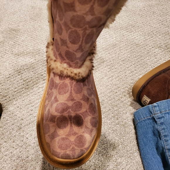 Coach Folded Stone Shearling Bootie Shoes - Women's Boots - Picture 8 of 9